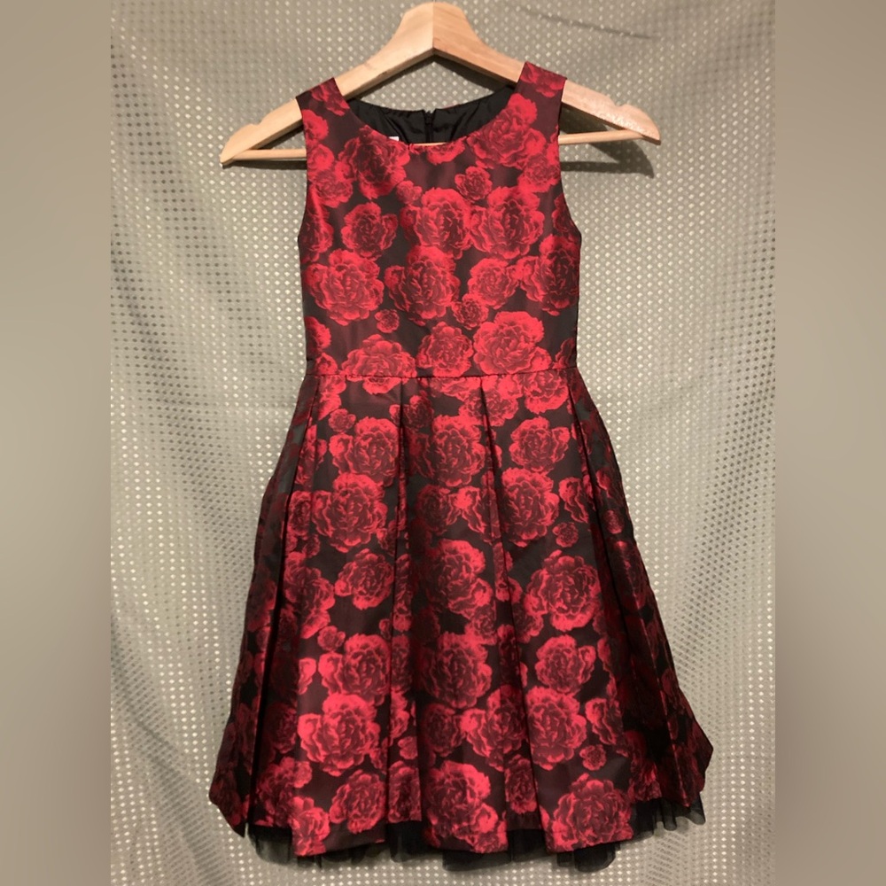 Floral Red and Black Dress
